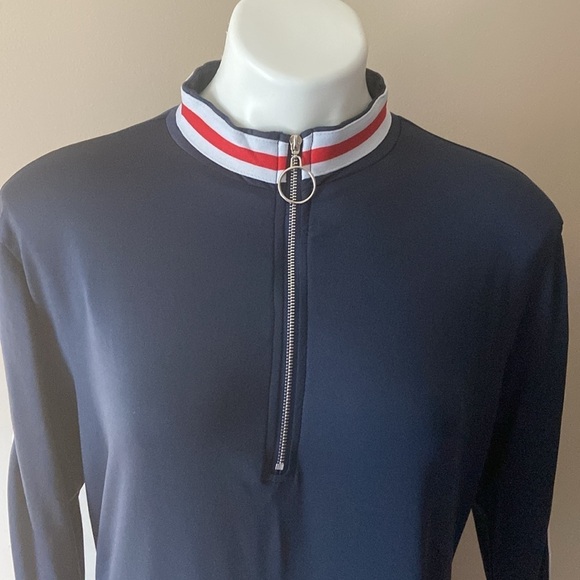 Navy Blue And Red Striped Long Sleeve  Plus Size 2X Midi Dress - Picture 2 of 7